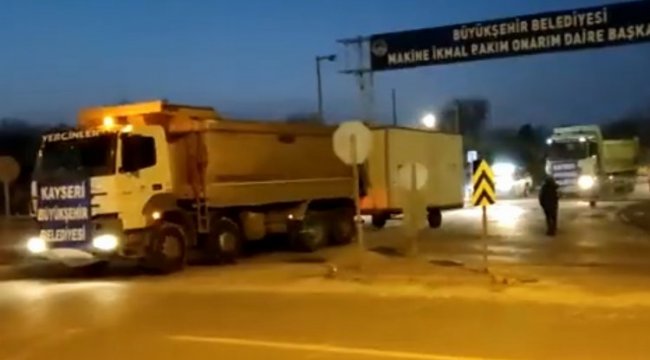 Kayseri Büyükşehir'den deprem bölgesine takviye