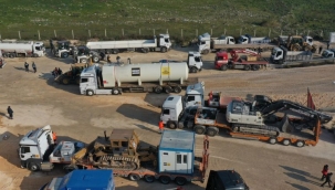 Konya deprem bölgesine araç şantiyesi kurdu